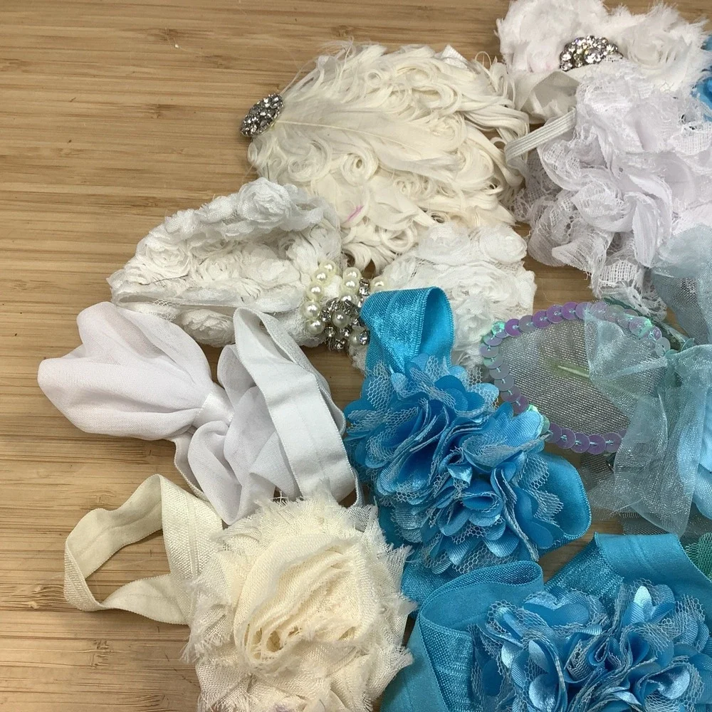 Lot Of 18 Assorted Girl Hair Bows Ribbon and Alligator Clip